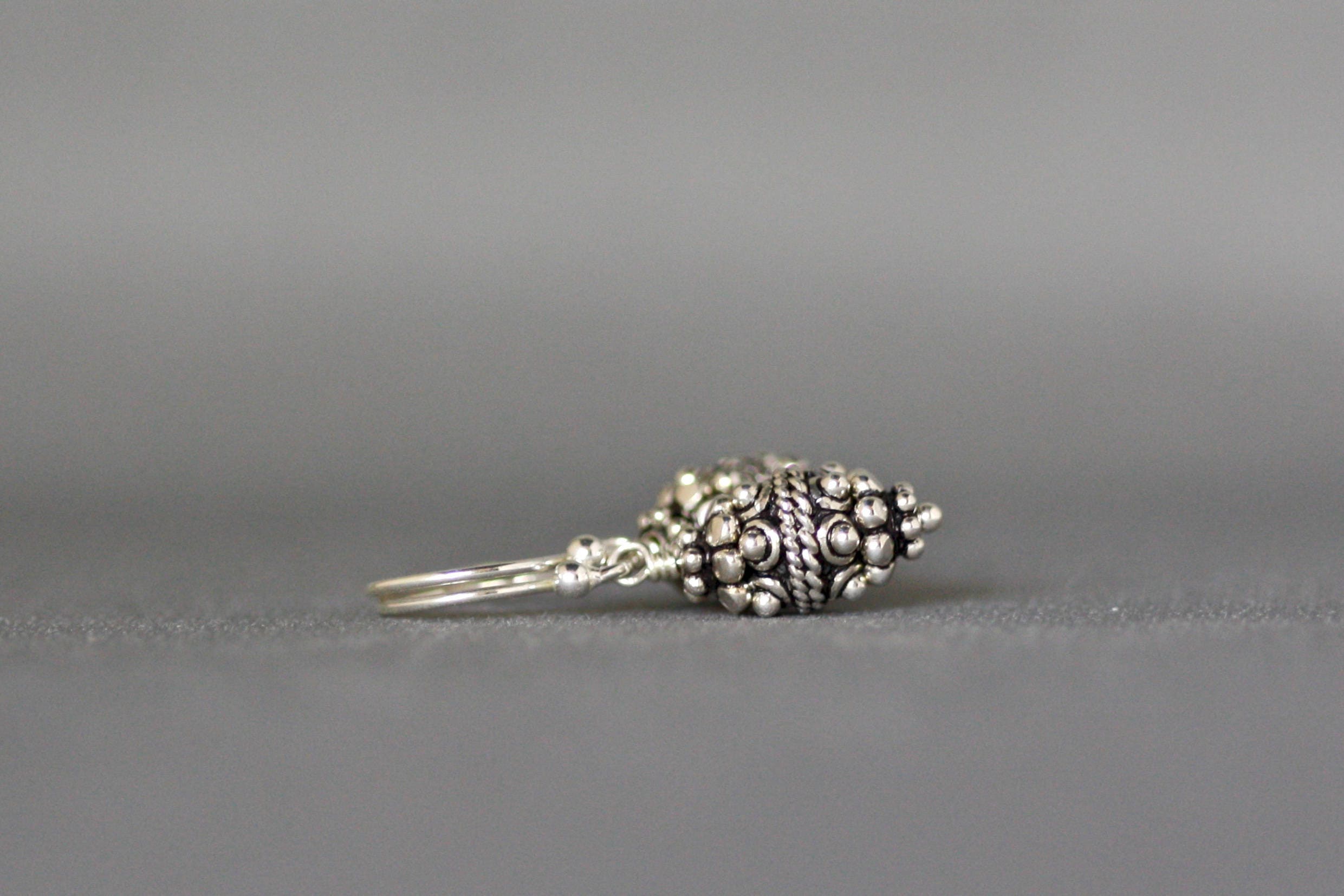 Bali Sterling Silver Triple Bead Dangle Earrings