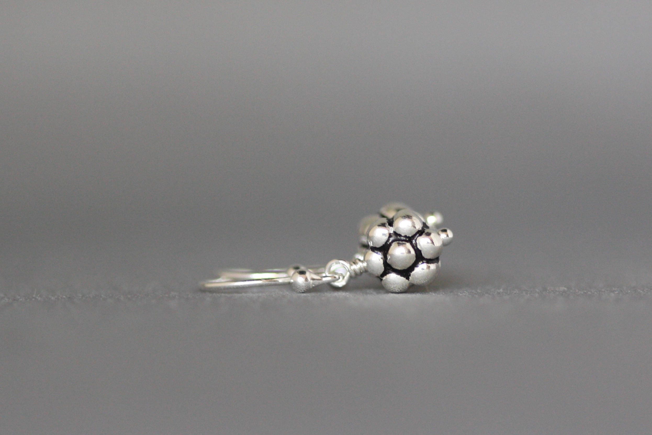 Bali Sterling Silver Petite Flower Bead Dangle Earrings
