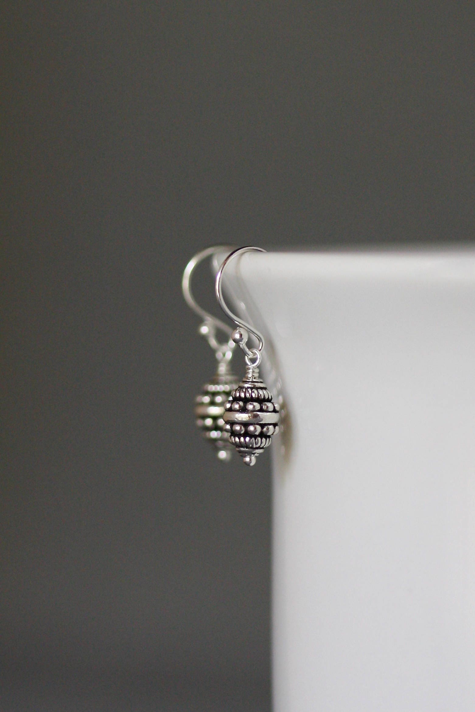 Bali Bead Earrings - Small Silver Earrings