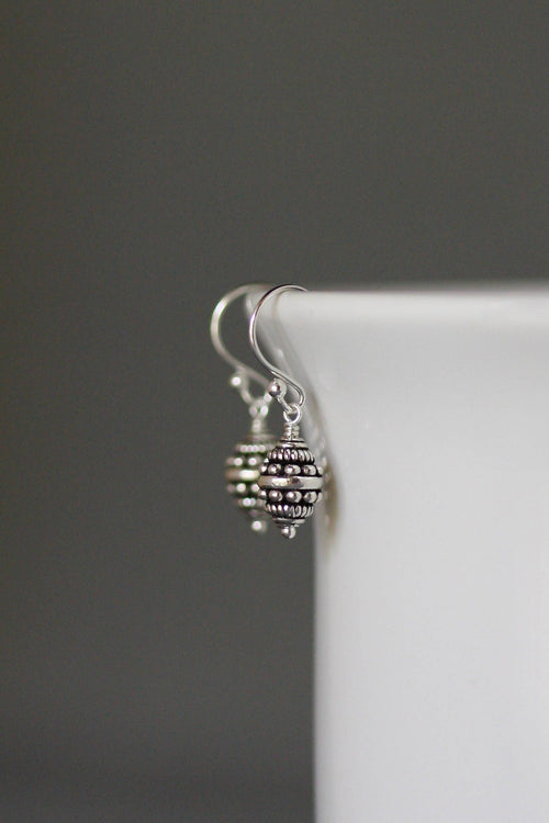 Bali Bead Earrings - Small Silver Earrings