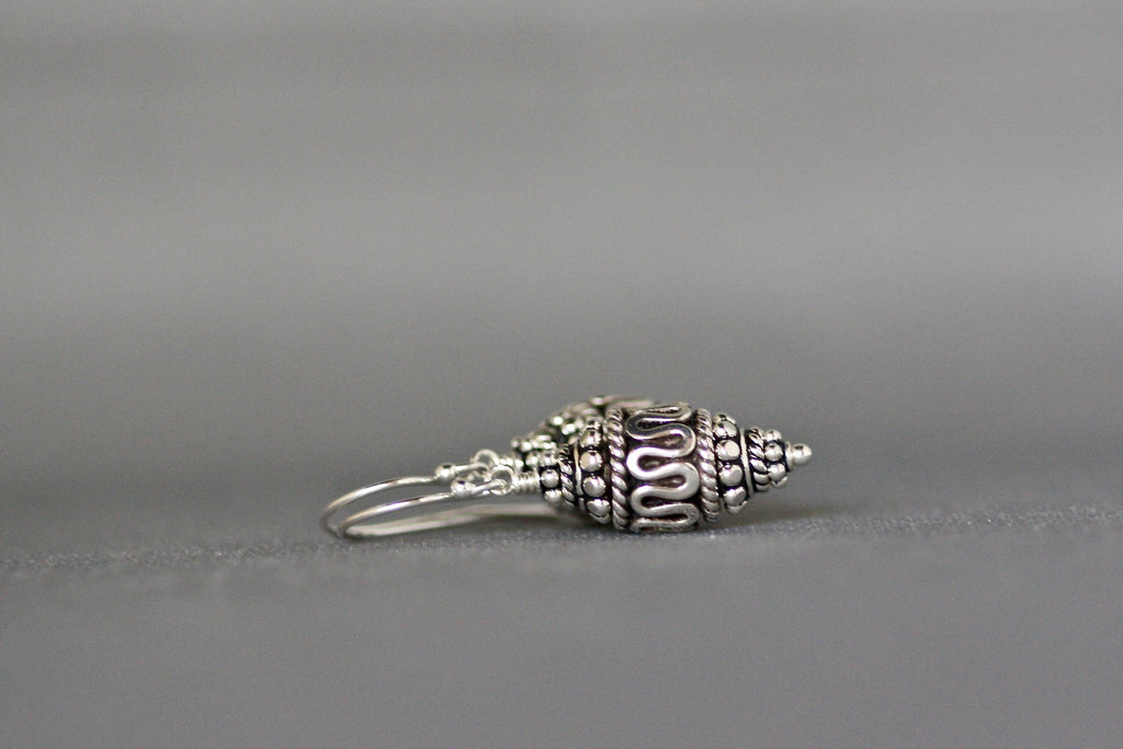 Bali Sterling Silver Stacked Bead Dangle Earrings