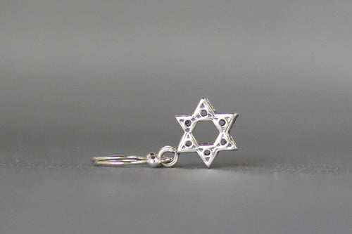 Bali Silver Star of David Dangle Earrings