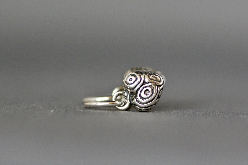 Bali Sterling Silver Heart Charm Earrings with Carved Detail on Post Hoops