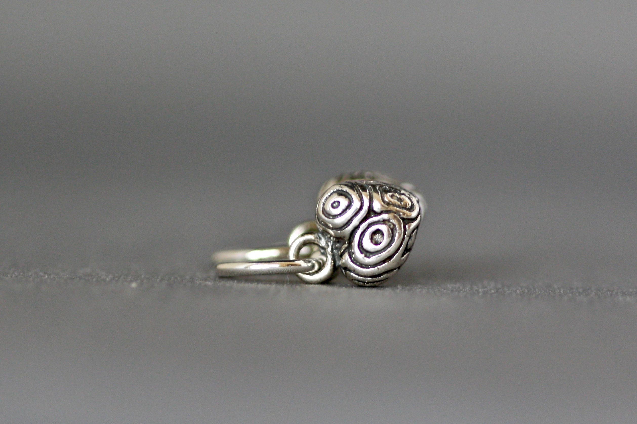 Bali Sterling Silver Heart Charm Earrings with Carved Detail on Post Hoops