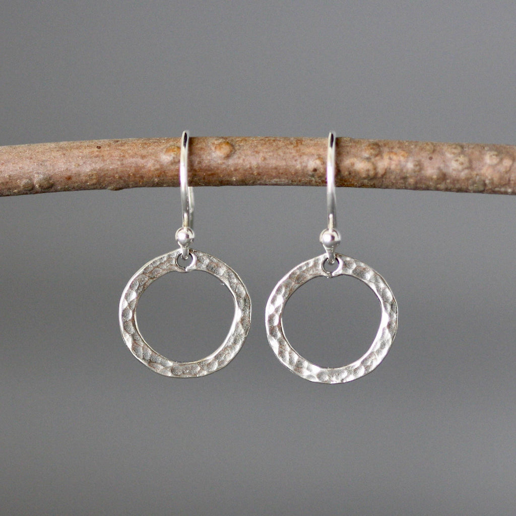 Hammered Gold Vermeil Circle Dangle Earrings