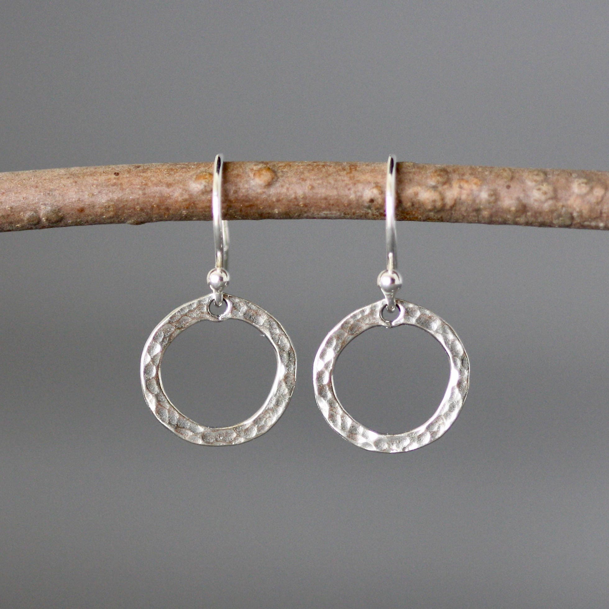 Hammered Gold Vermeil Circle Dangle Earrings