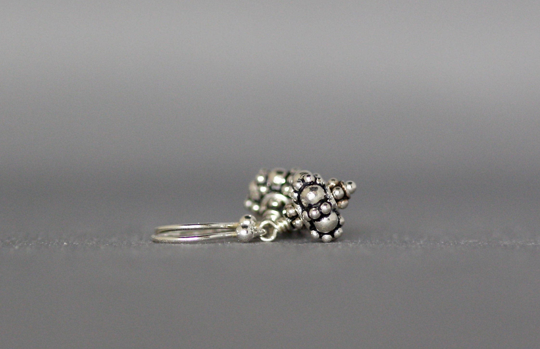 Petite Bali Sterling Silver Bead Cluster Dangle Earrings