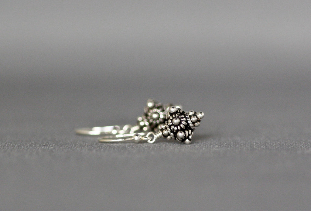 Small Silver Earrings - Bali Bead Earrings