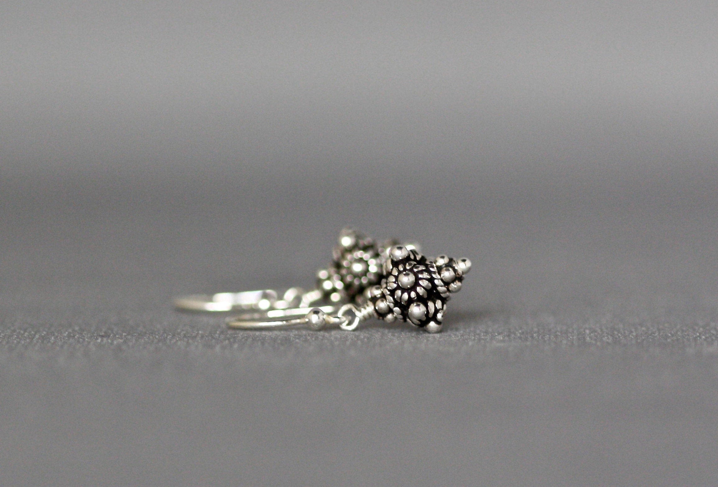 Small Silver Earrings - Bali Bead Earrings