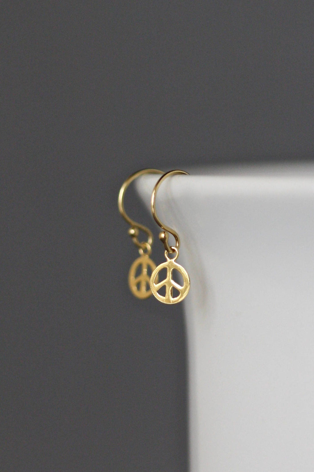 Small Gold Vermeil Peace Sign Charm Earrings