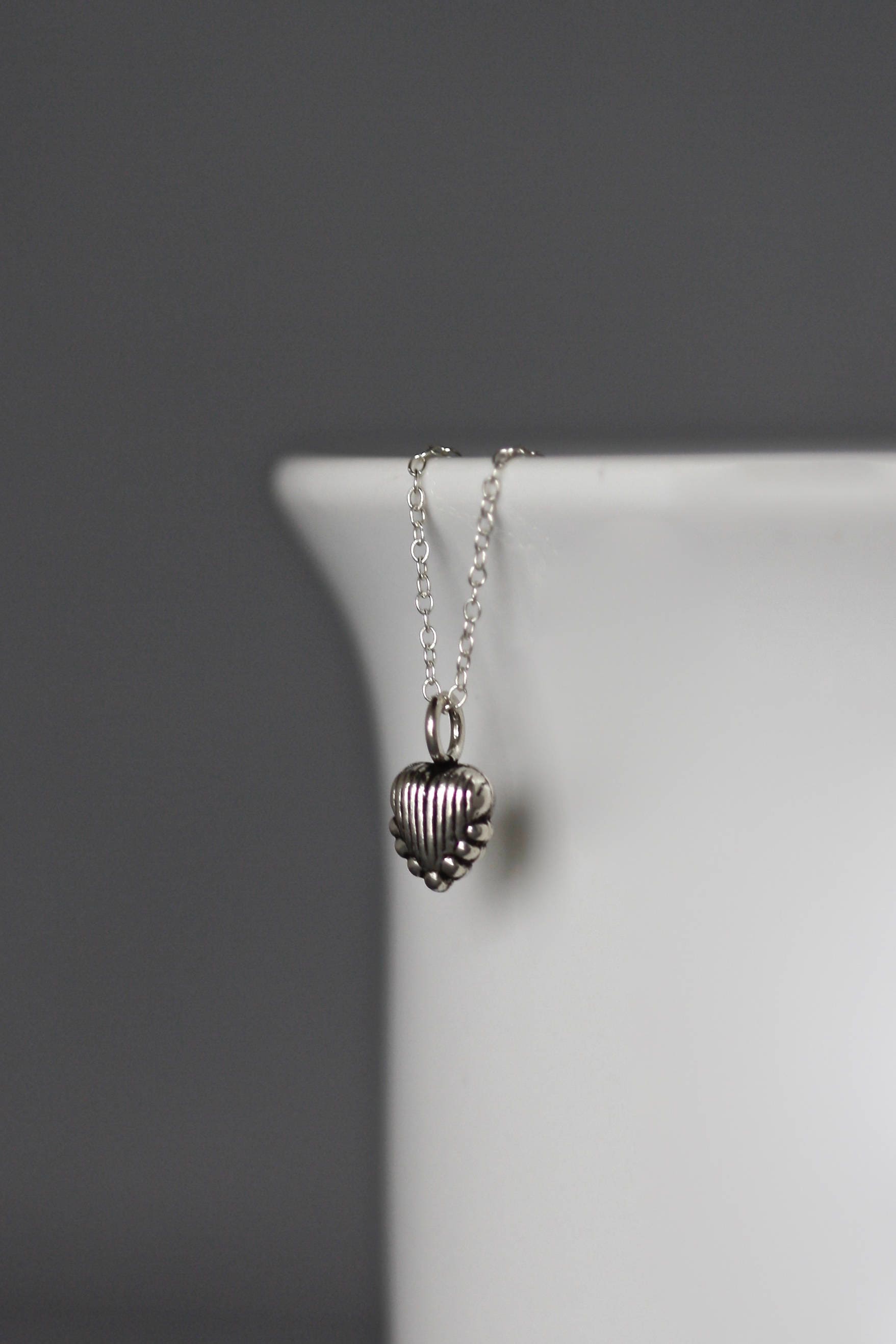 Small Bali Silver Heart Charm Necklace
