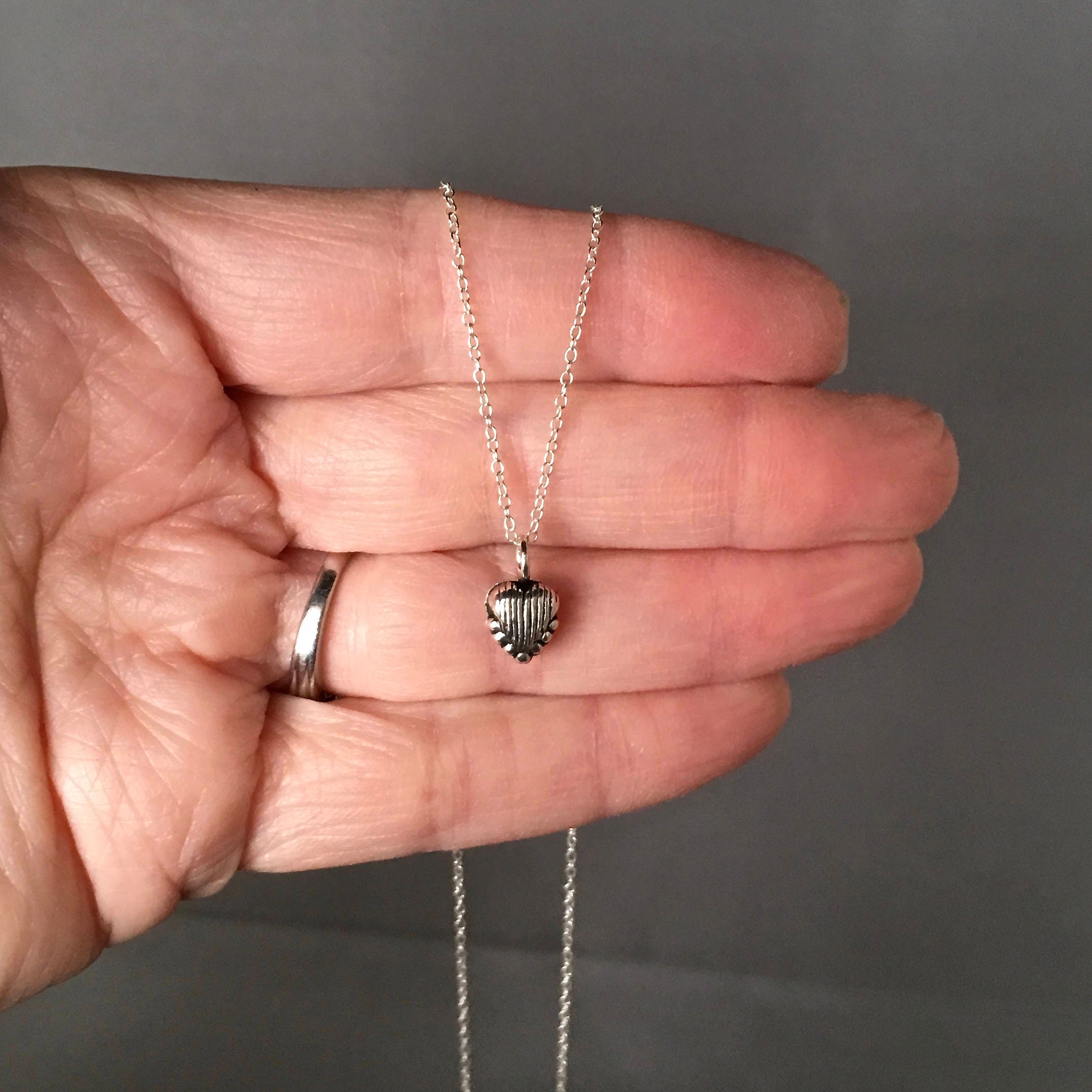 Small Bali Silver Heart Charm Necklace