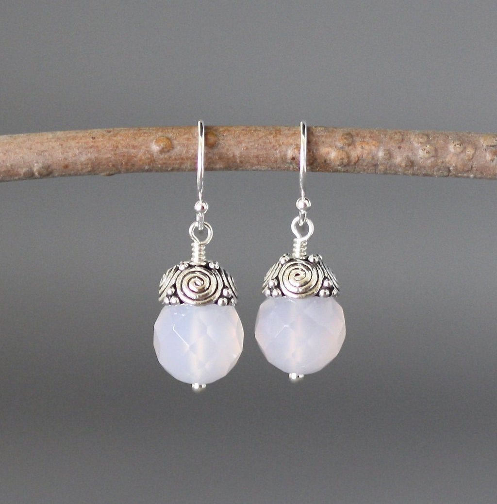 Purple Onyx and Bali Sterling Silver Cap Dangle Earrings