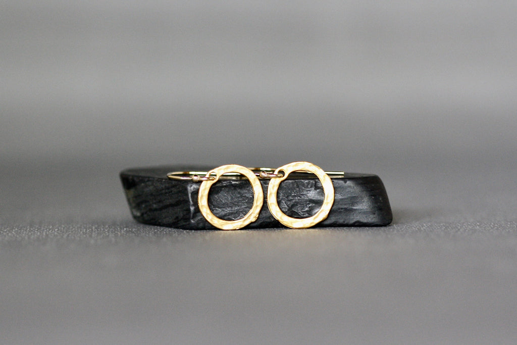 Hammered Gold Vermeil Circle Dangle Earrings