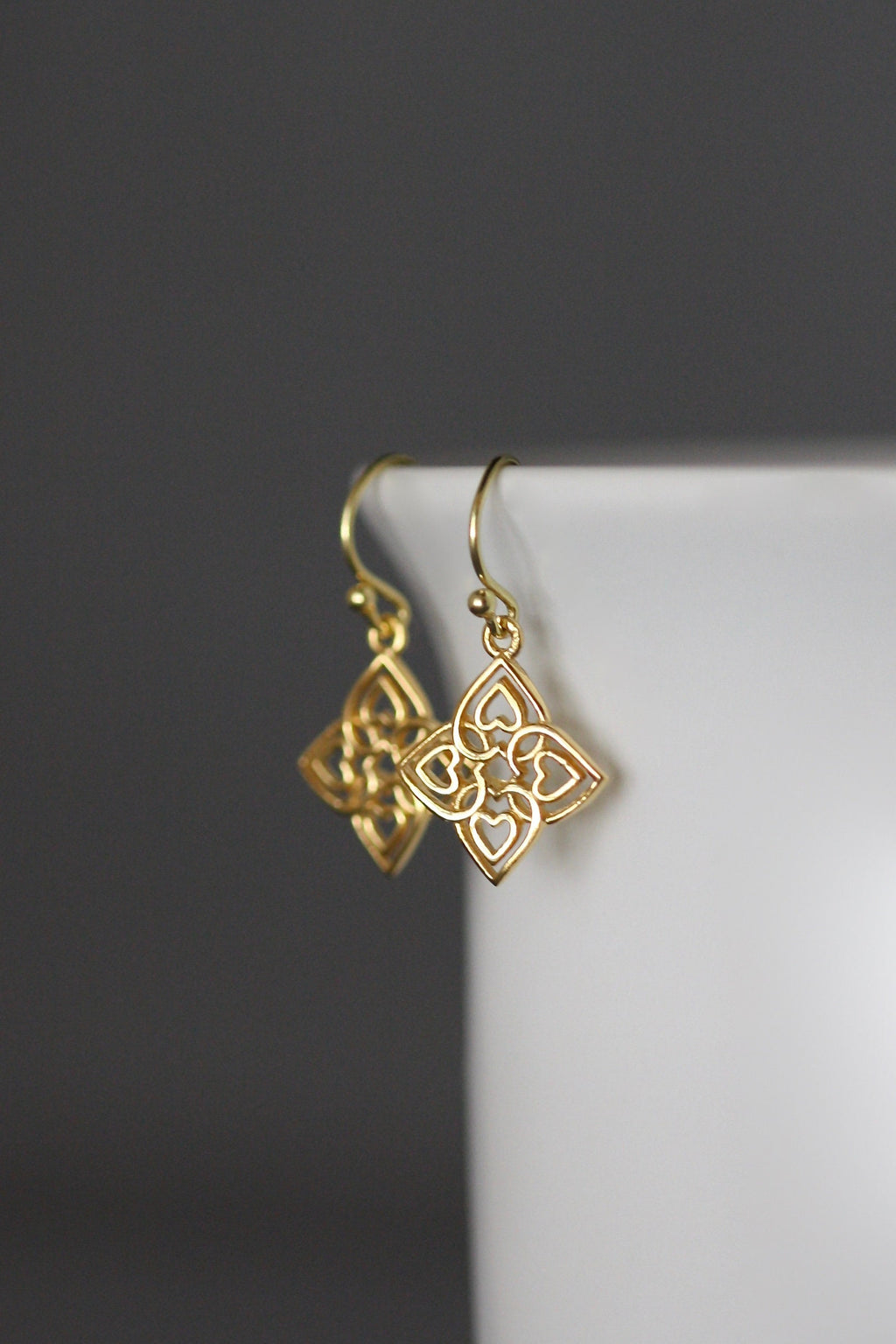 Gold Vermeil Celtic Filigree Charm Earrings