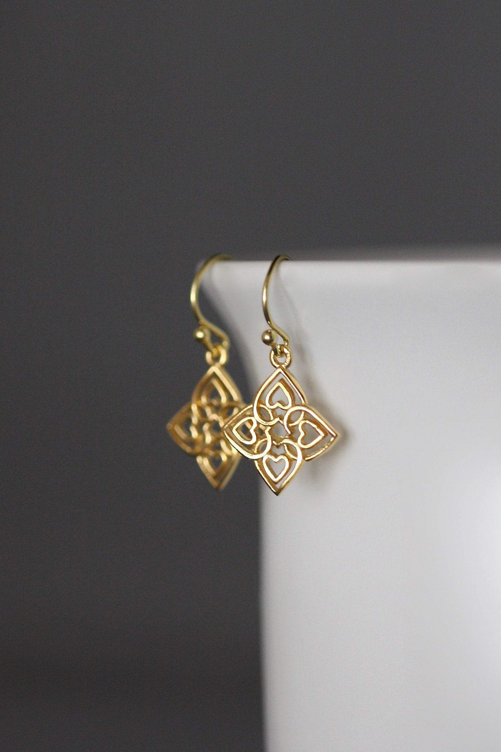 Gold Vermeil Celtic Filigree Charm Earrings