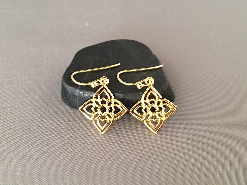 Gold Vermeil Celtic Filigree Charm Earrings