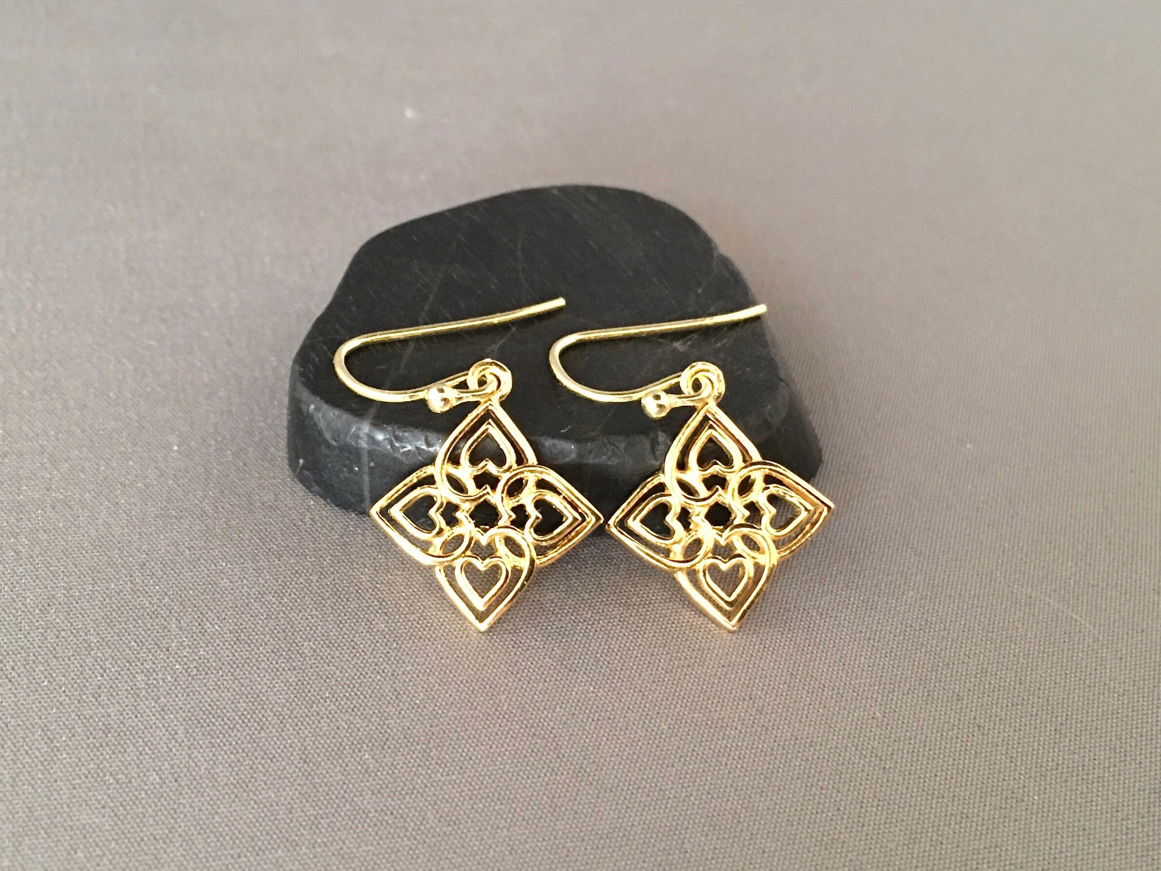 Gold Vermeil Celtic Filigree Charm Earrings
