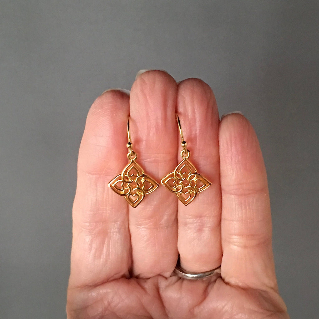 Gold Vermeil Celtic Filigree Charm Earrings