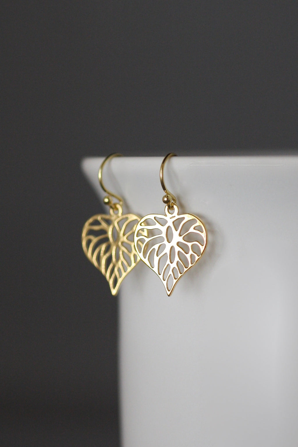 Gold Vermeil Filigree Heart Charm Earrings