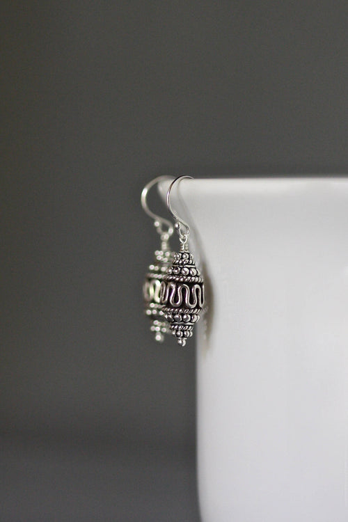 Bali Sterling Silver Stacked Bead Dangle Earrings