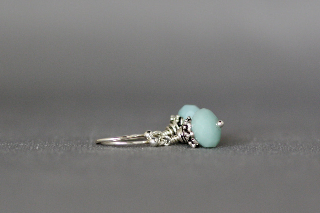 Amazonite and Bali Sterling Silver Dangle Earrings