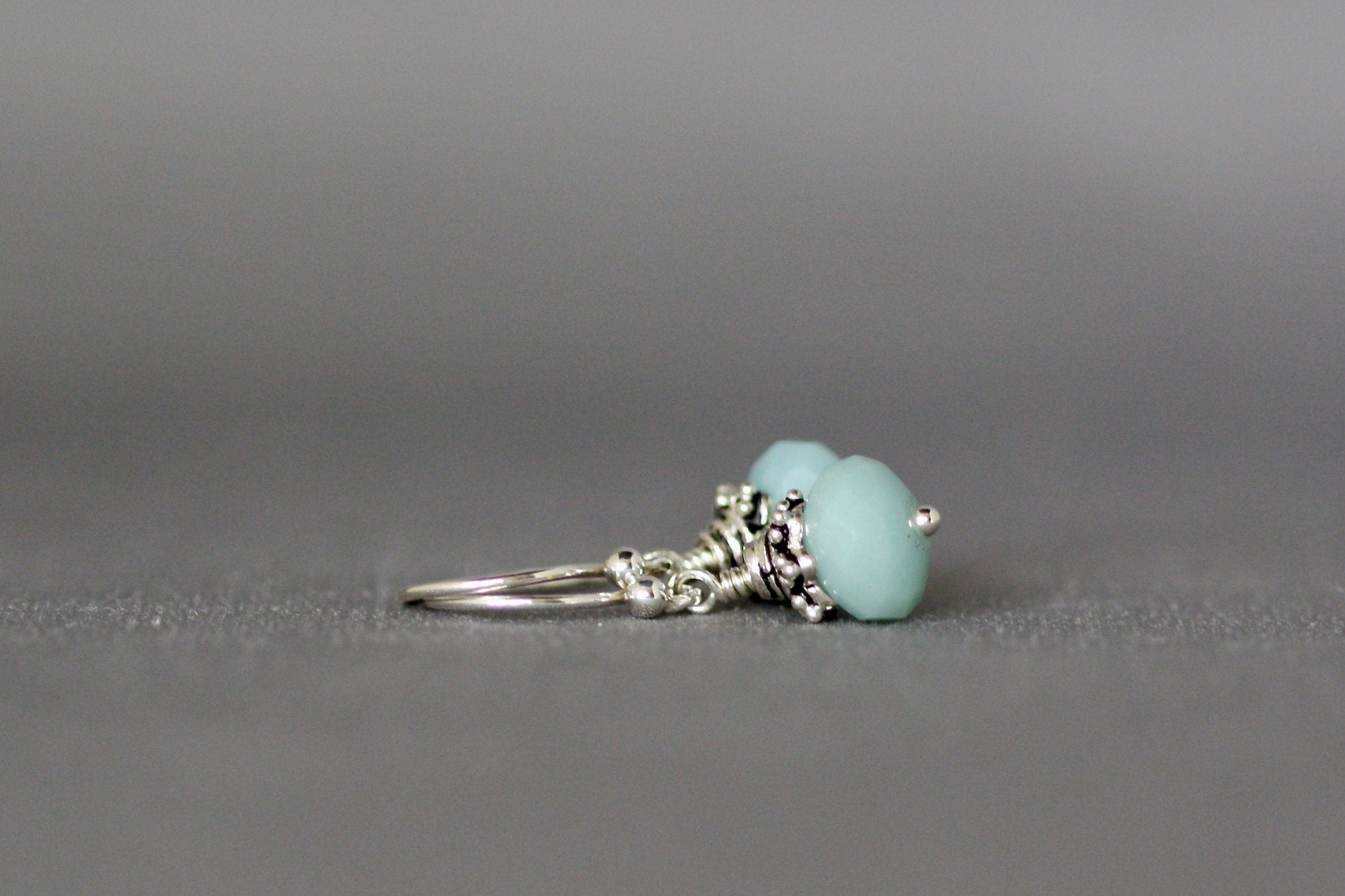 Amazonite and Bali Sterling Silver Dangle Earrings