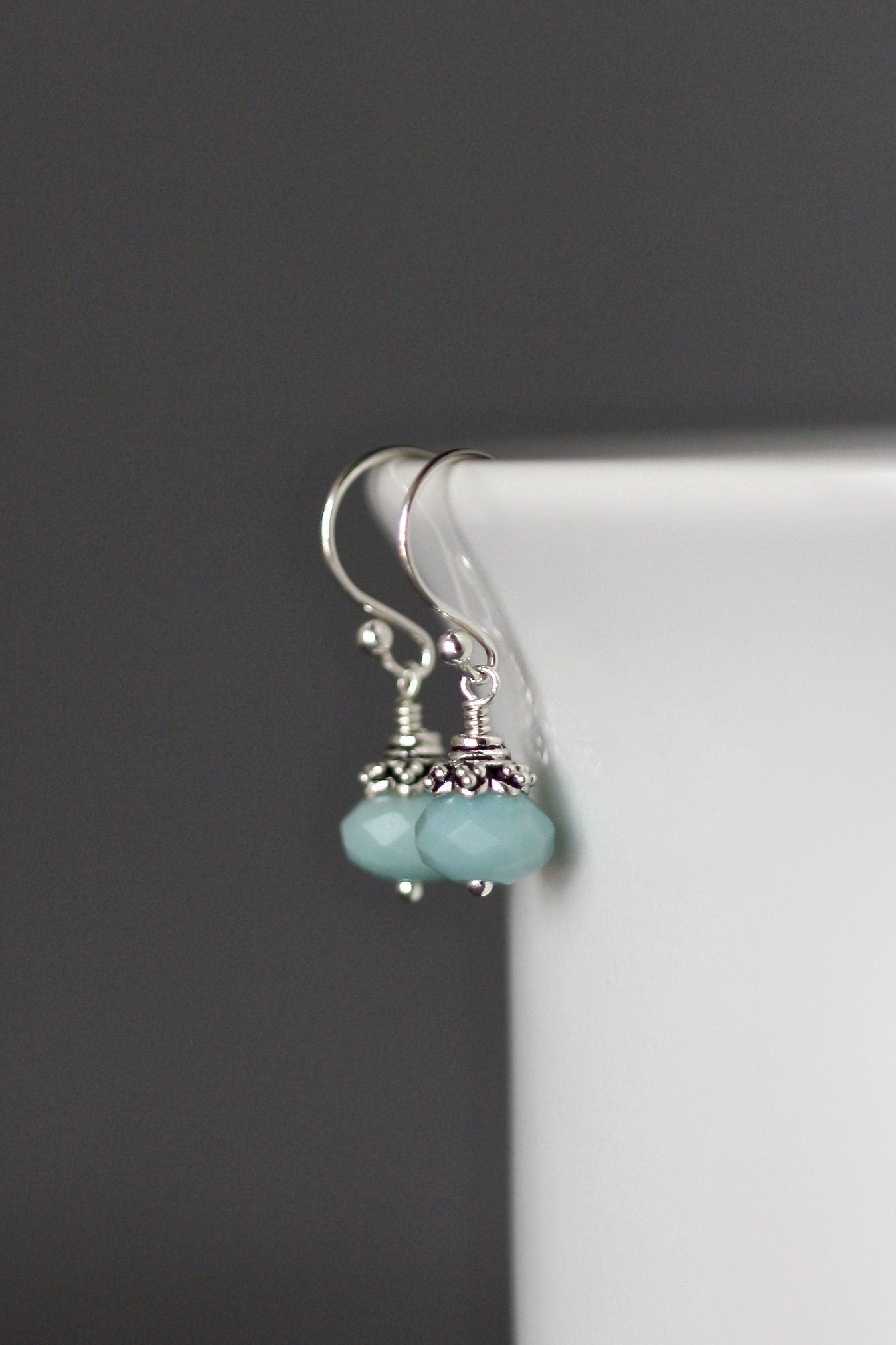 Amazonite and Bali Sterling Silver Dangle Earrings