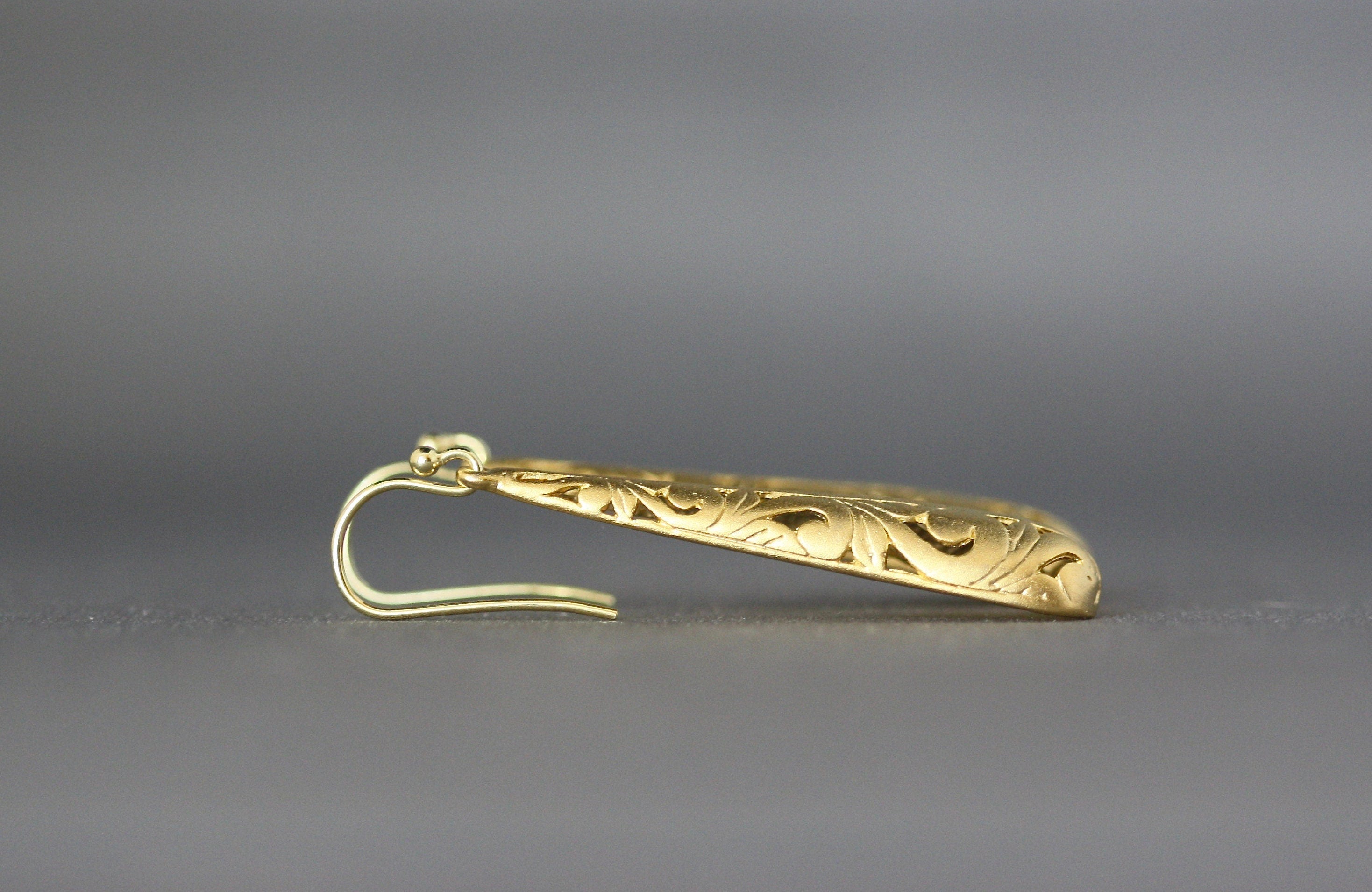 Matte Gold Vermeil Filigree Statement Dangle Earrings