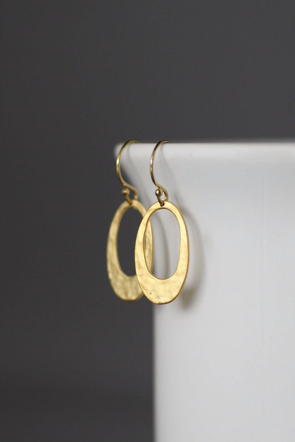 Hammered Gold Vermeil Oval Charm Earrings