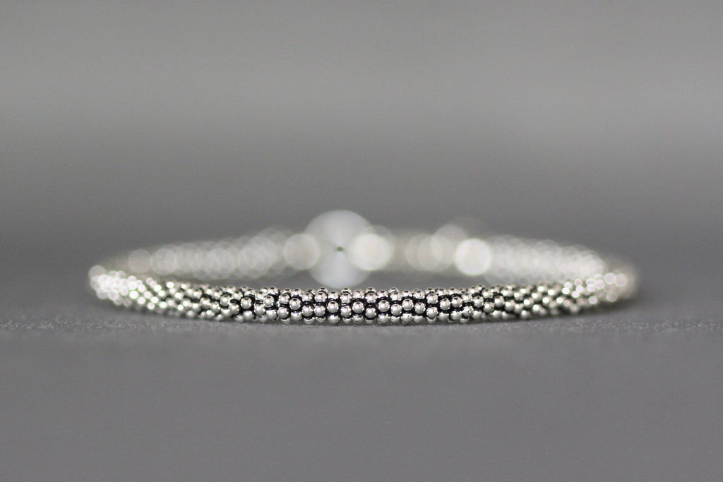 Bali Sterling Silver Bead Bracelet with Heart Charm