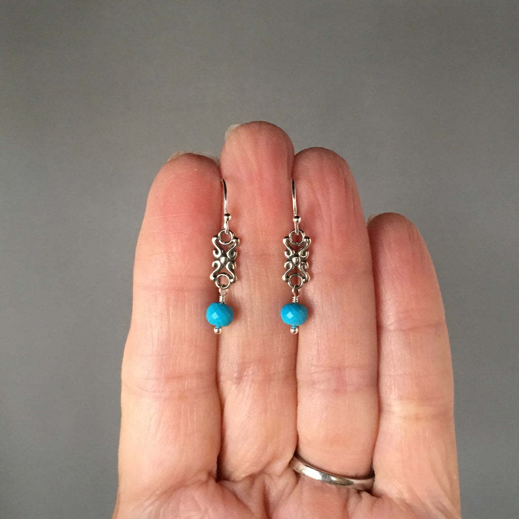 Turquoise Gemstone Beaded Necklace with Bali Sterling Silver Links