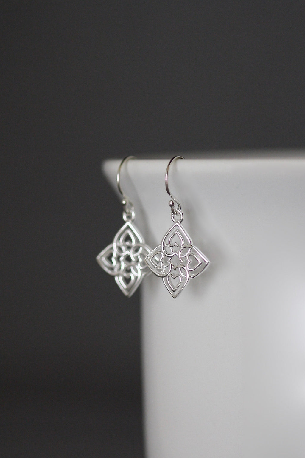 Sterling Silver Celtic Filigree Heart Earrings