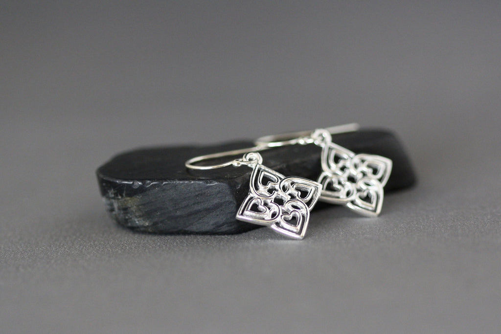 Sterling Silver Celtic Filigree Heart Earrings