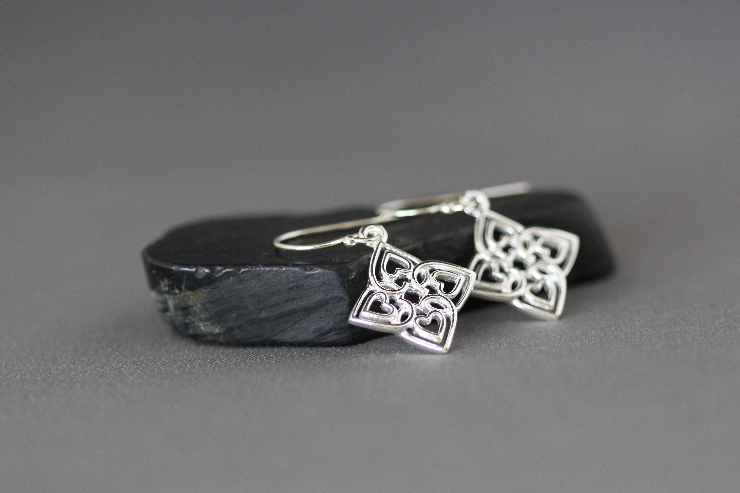 Sterling Silver Celtic Filigree Heart Earrings