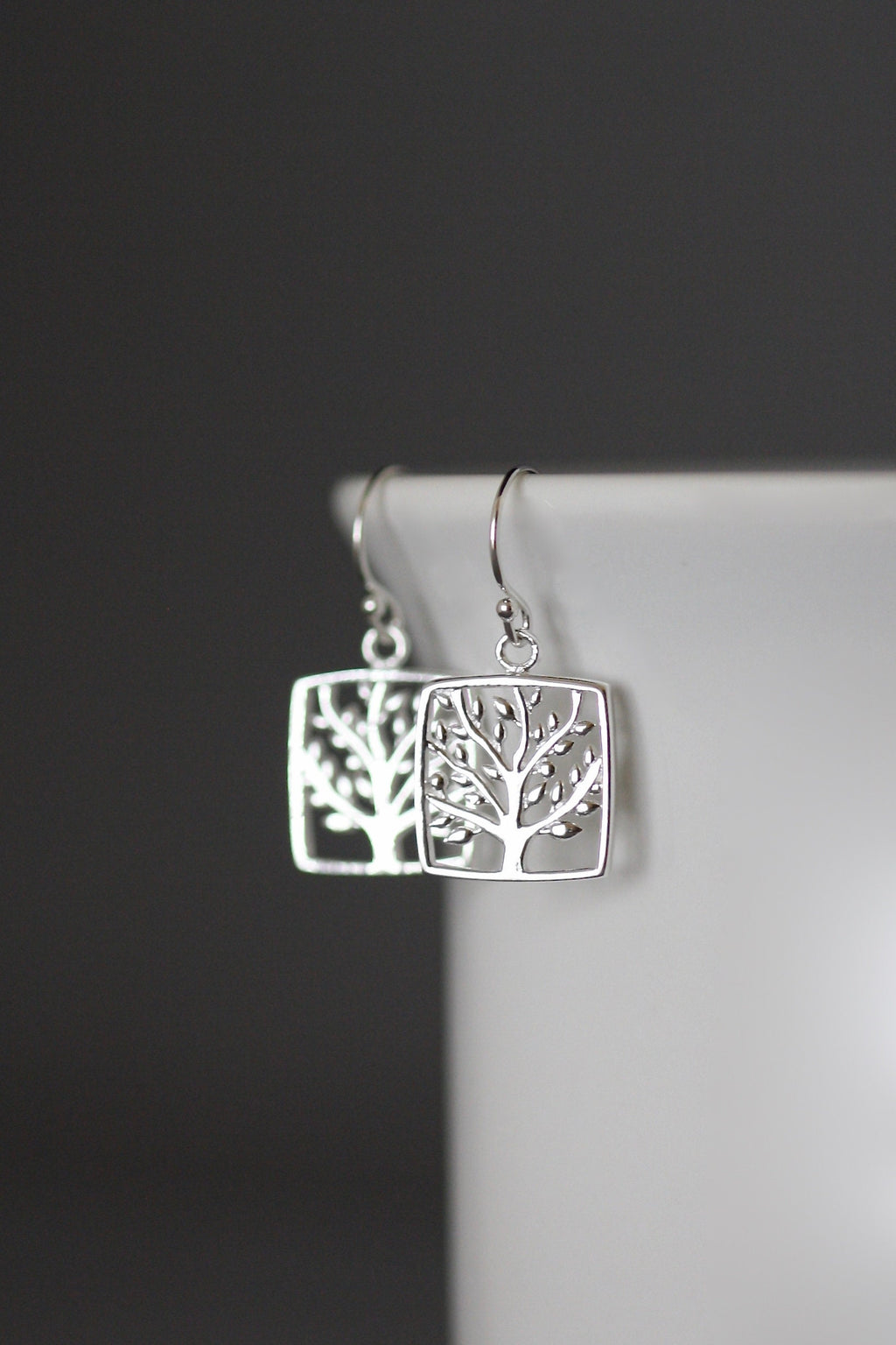 Sterling Silver Tree of Life Charm Dangle Earrings