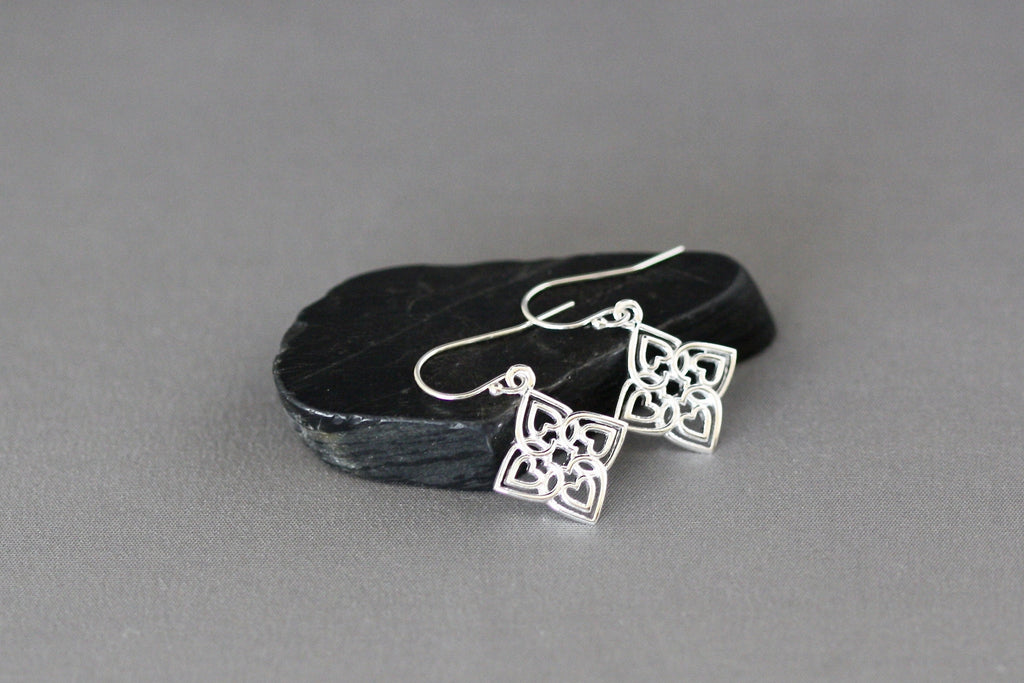 Sterling Silver Celtic Filigree Heart Earrings