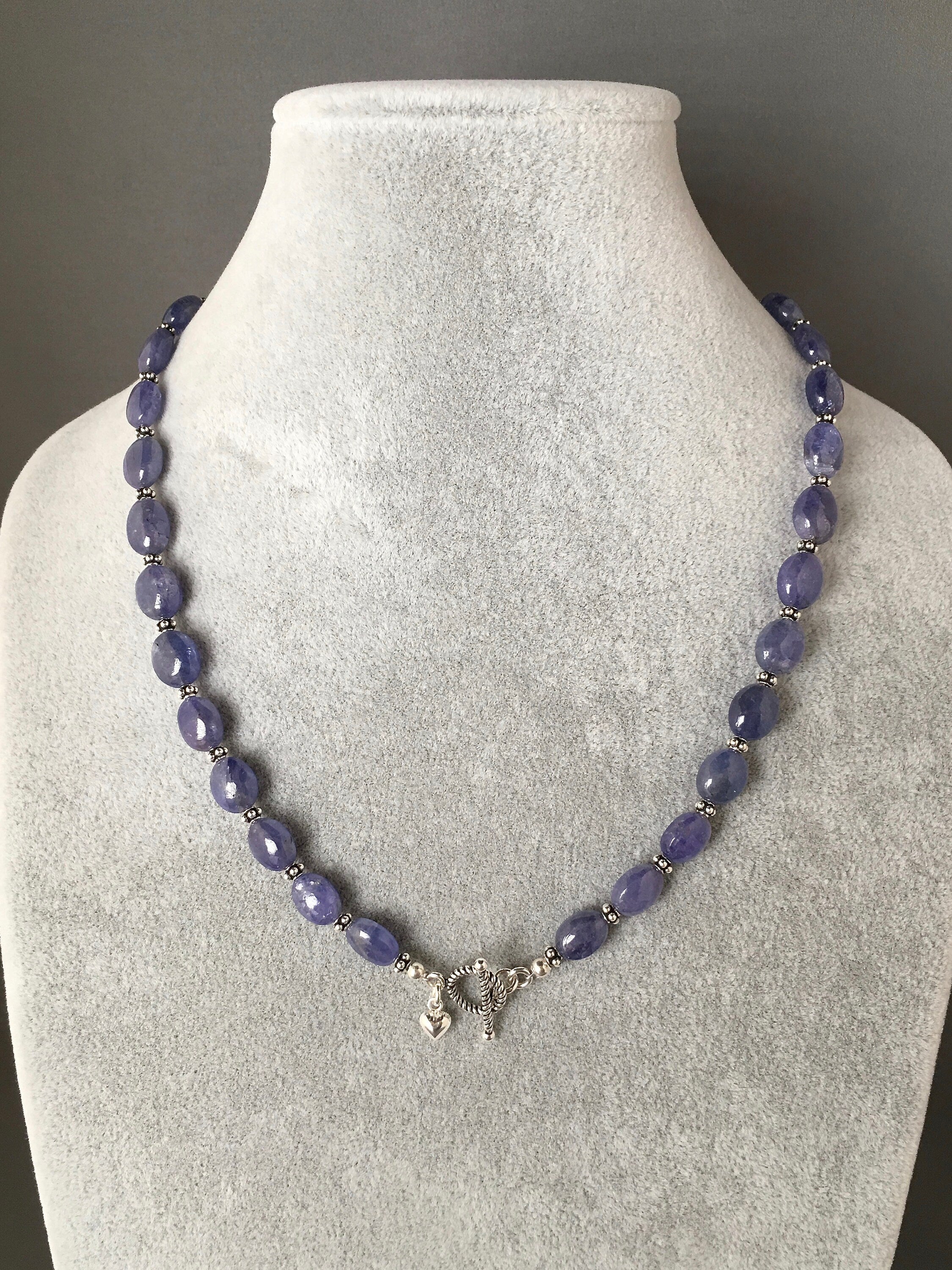 Tanzanite and Bali Sterling Silver Bead Necklace and Earring Set