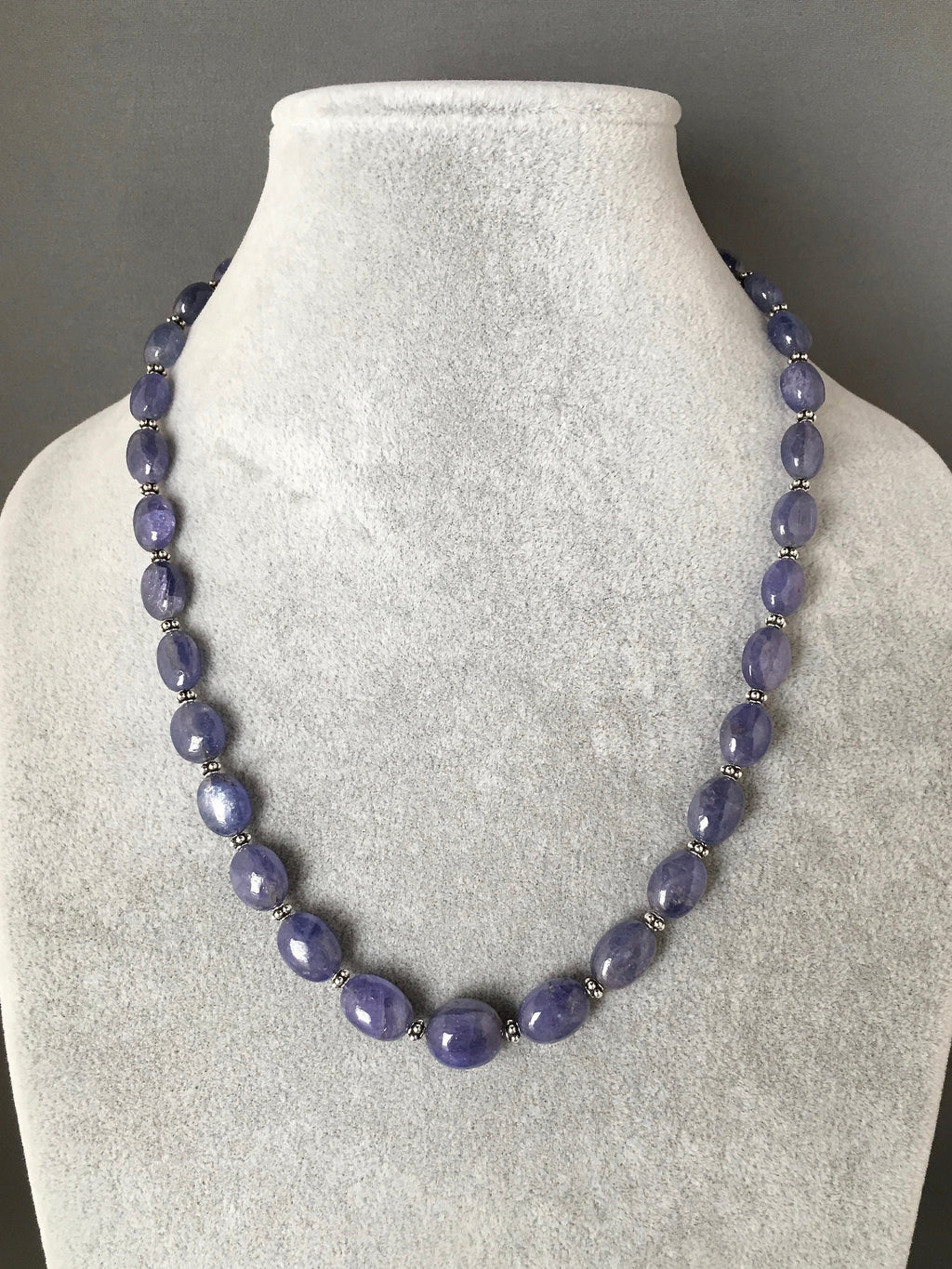 Tanzanite and Bali Sterling Silver Bead Necklace and Earring Set