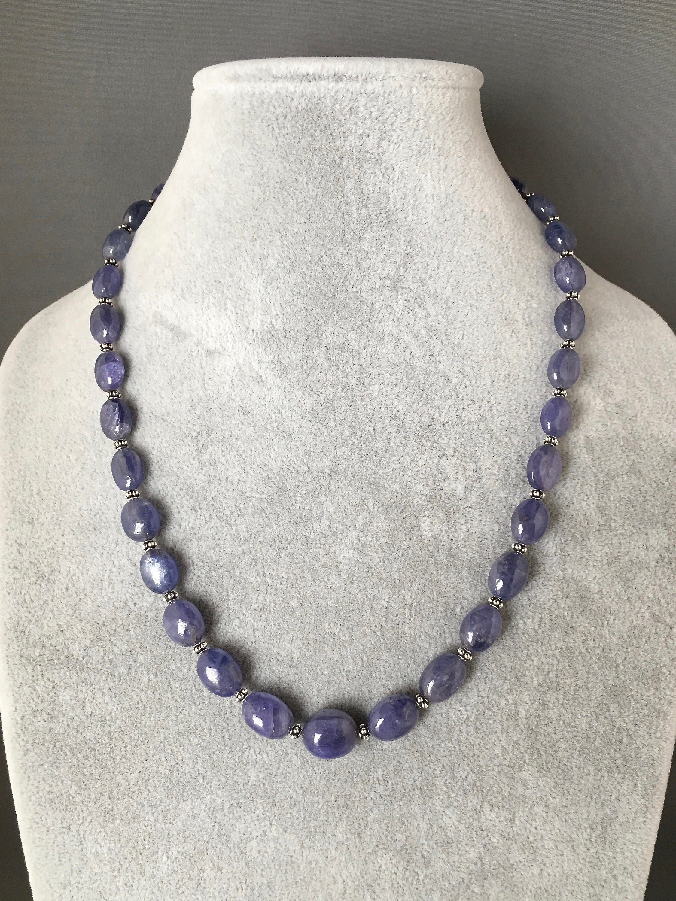 Tanzanite and Bali Sterling Silver Bead Necklace and Earring Set