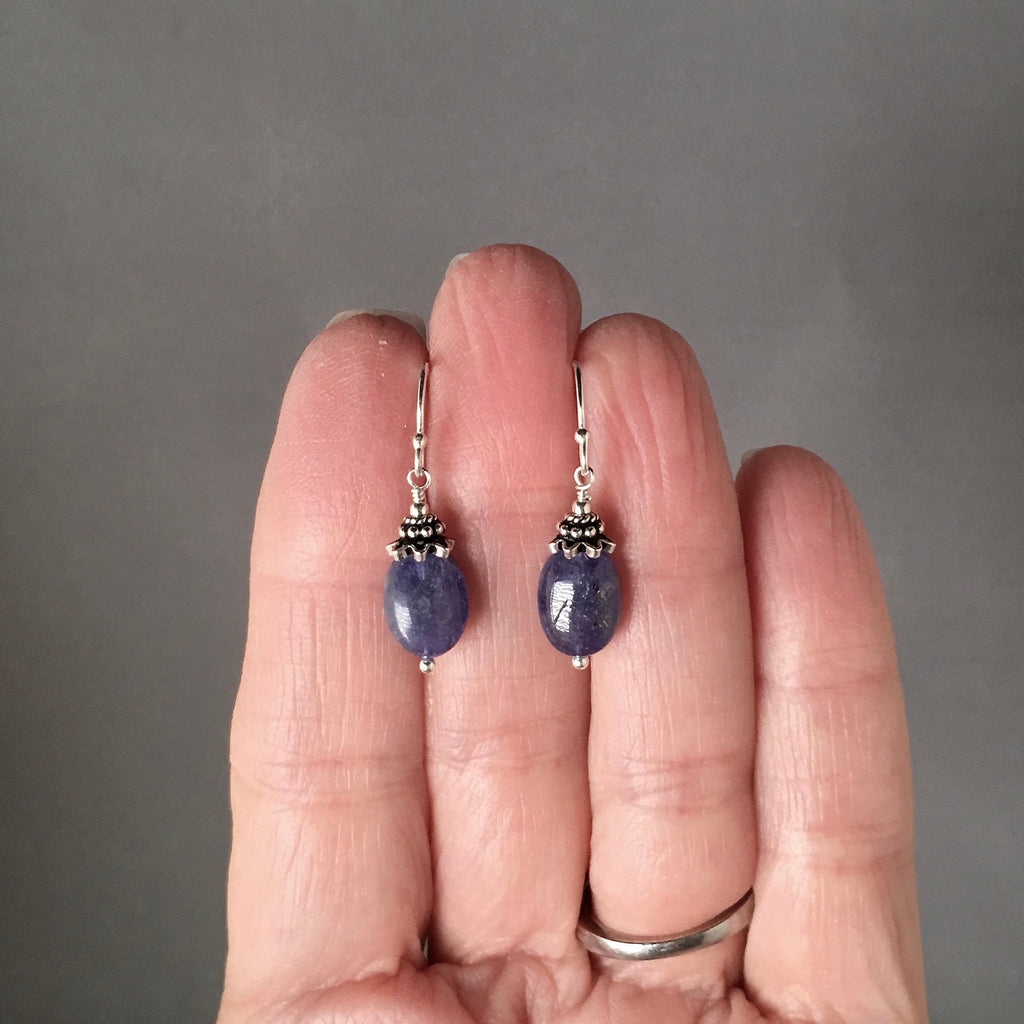 Tanzanite and Bali Sterling Silver Bead Necklace and Earring Set