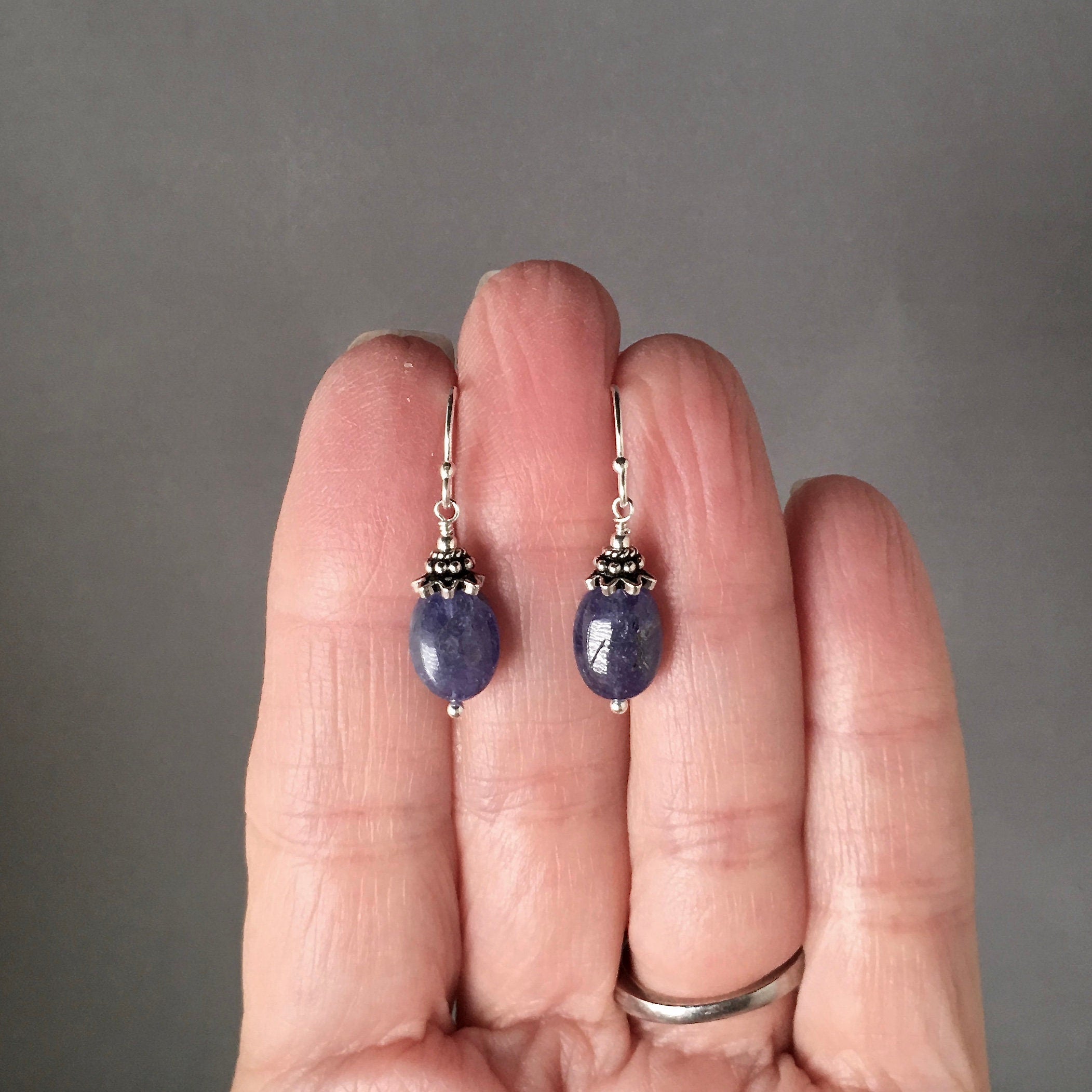 Tanzanite and Bali Sterling Silver Bead Necklace and Earring Set