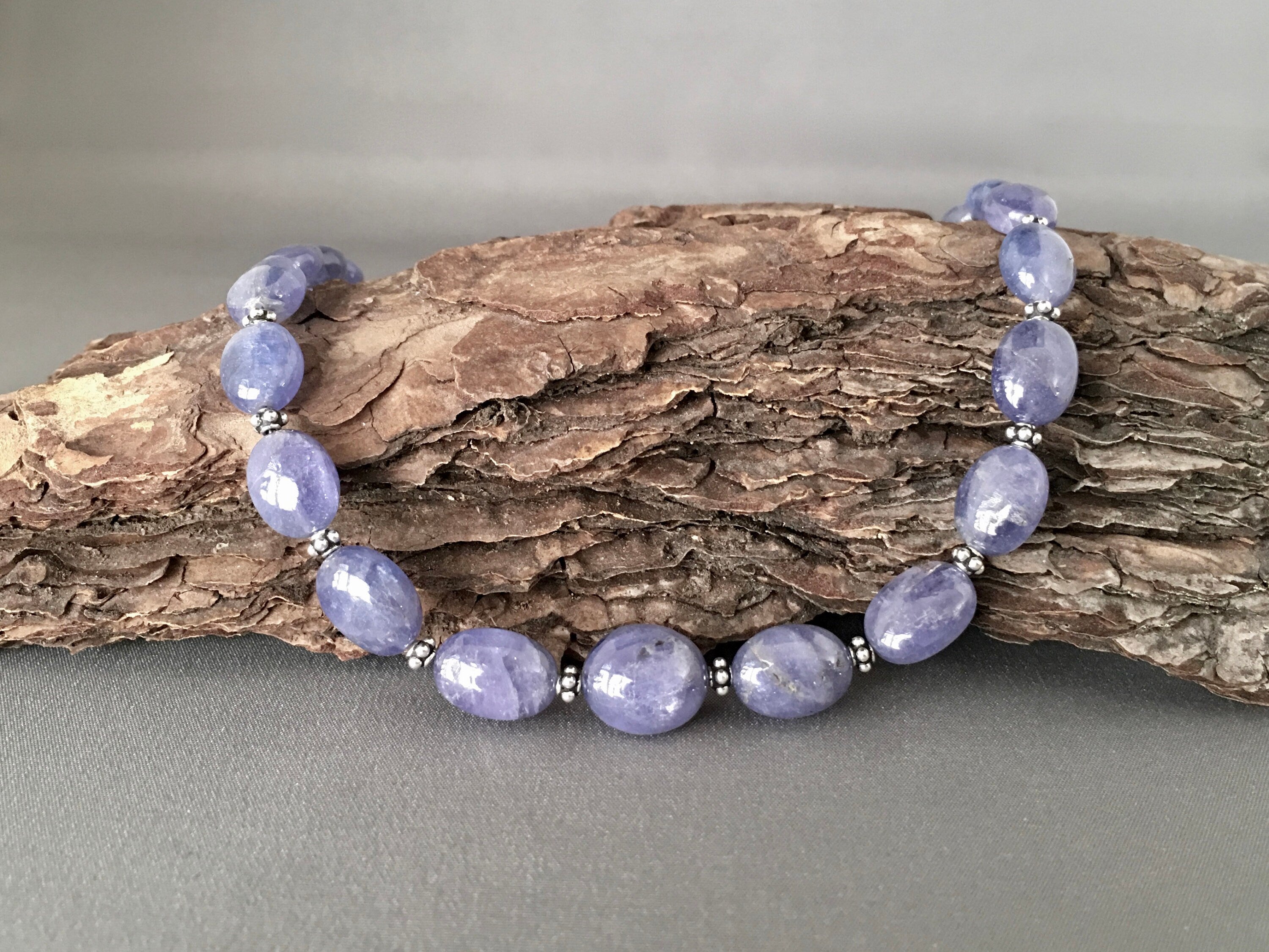 Tanzanite and Bali Sterling Silver Bead Necklace and Earring Set