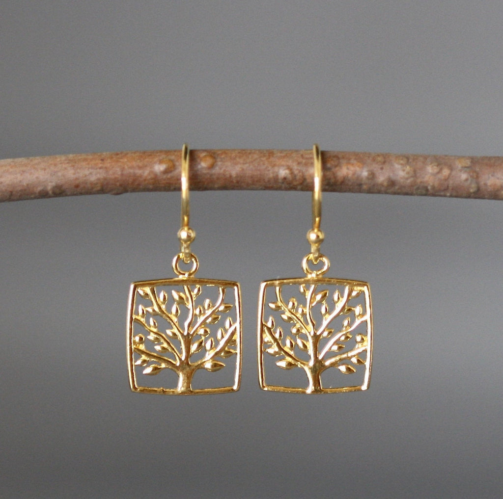 Sterling Silver Tree of Life Charm Dangle Earrings