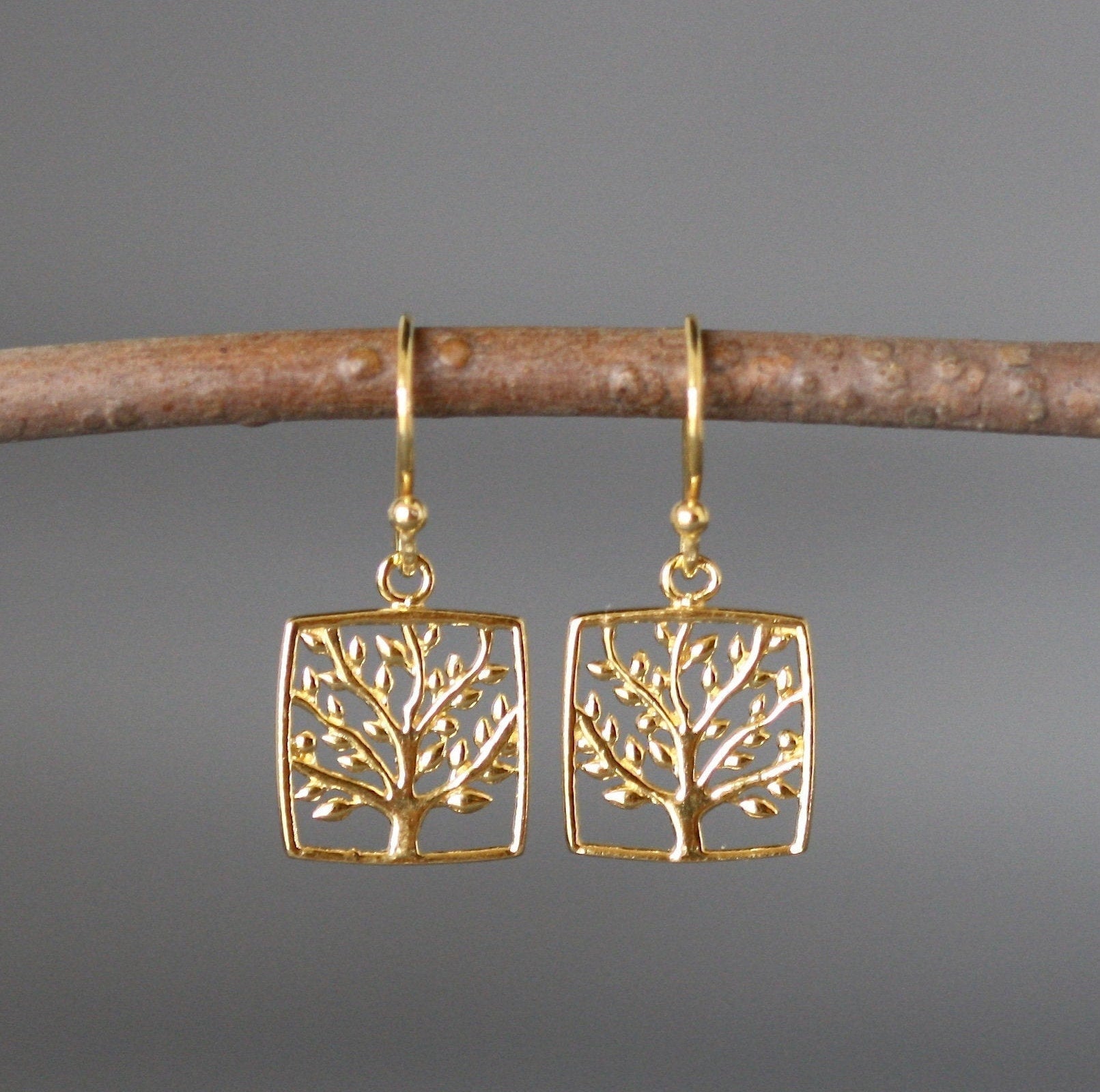 Sterling Silver Tree of Life Charm Dangle Earrings