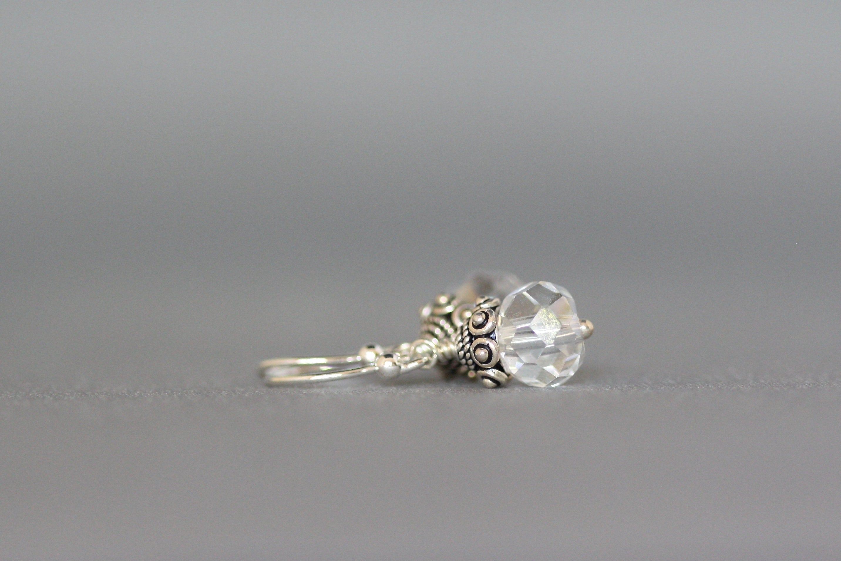 Aurora Borealis Quartz Crystal and Bali Sterling Silver Dangle Earrings