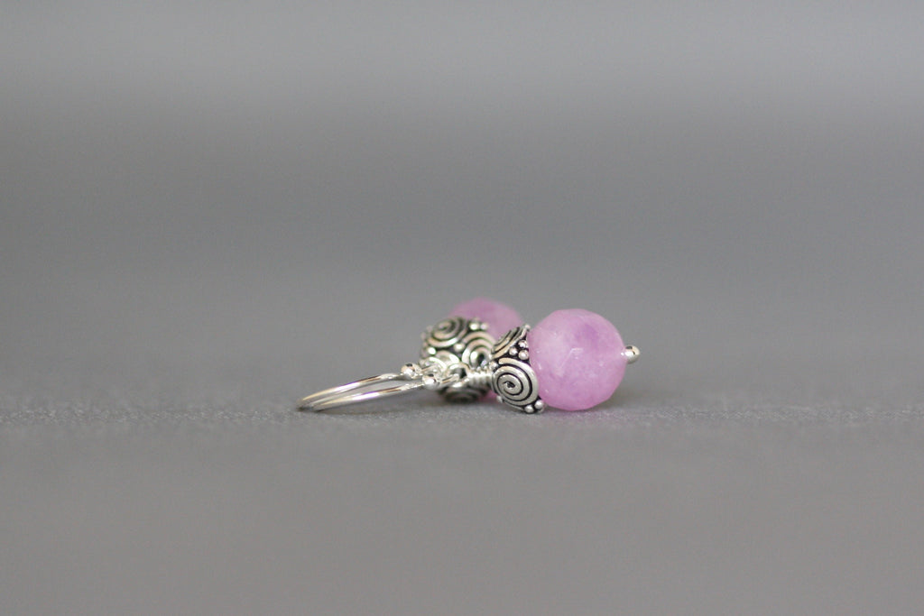 Lavender Jade Earrings with Bali Sterling Silver Caps