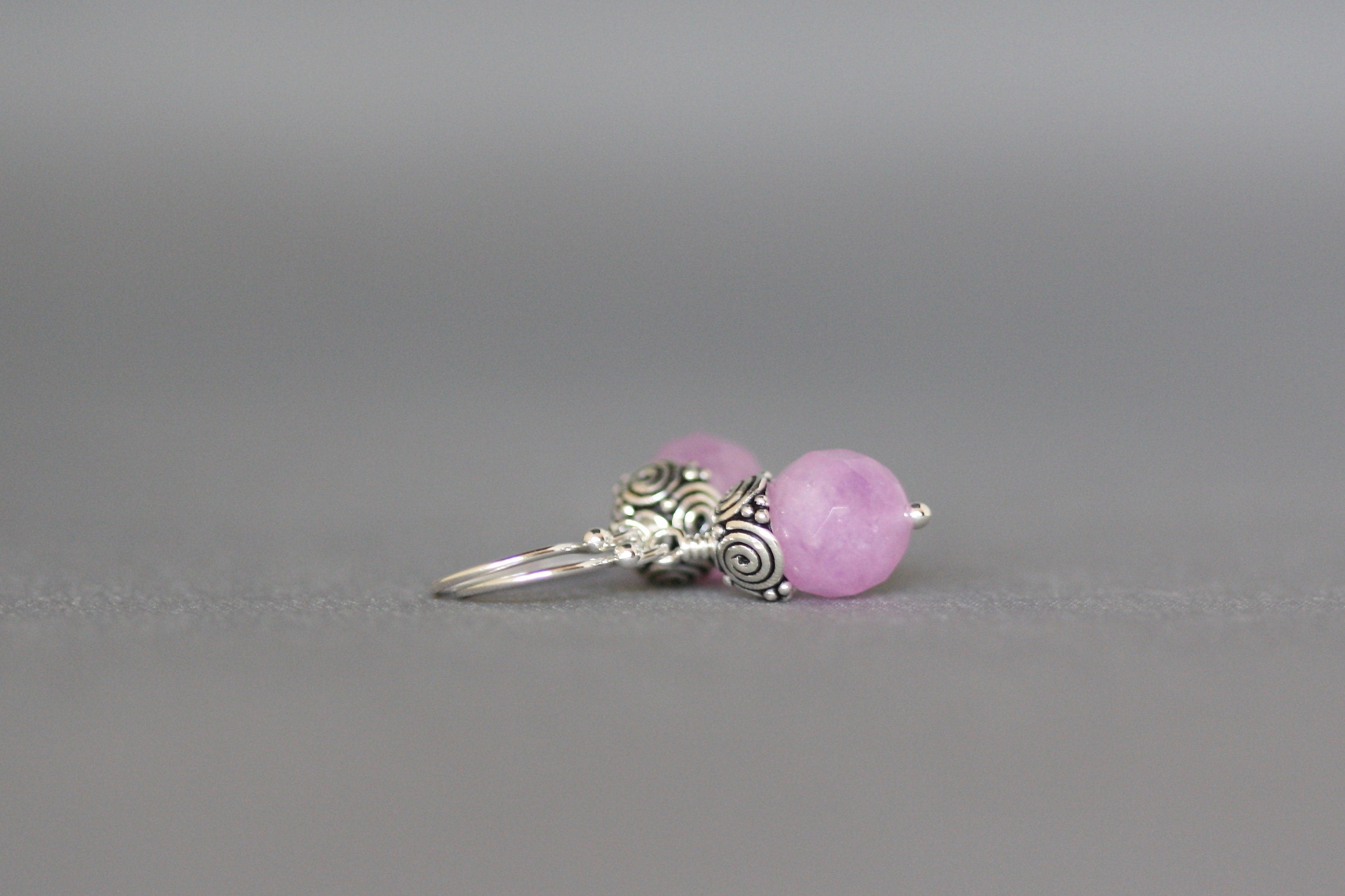 Lavender Jade Earrings with Bali Sterling Silver Caps