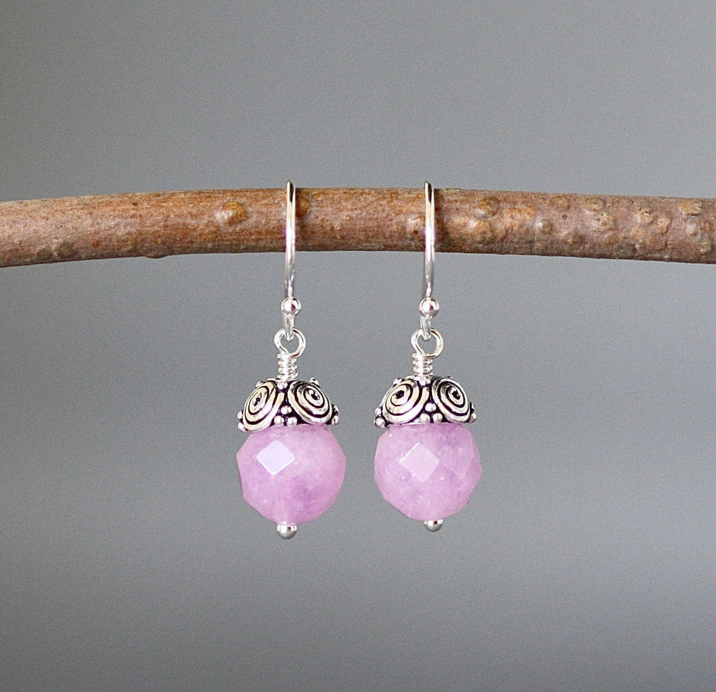 Lavender Jade Earrings with Bali Sterling Silver Caps
