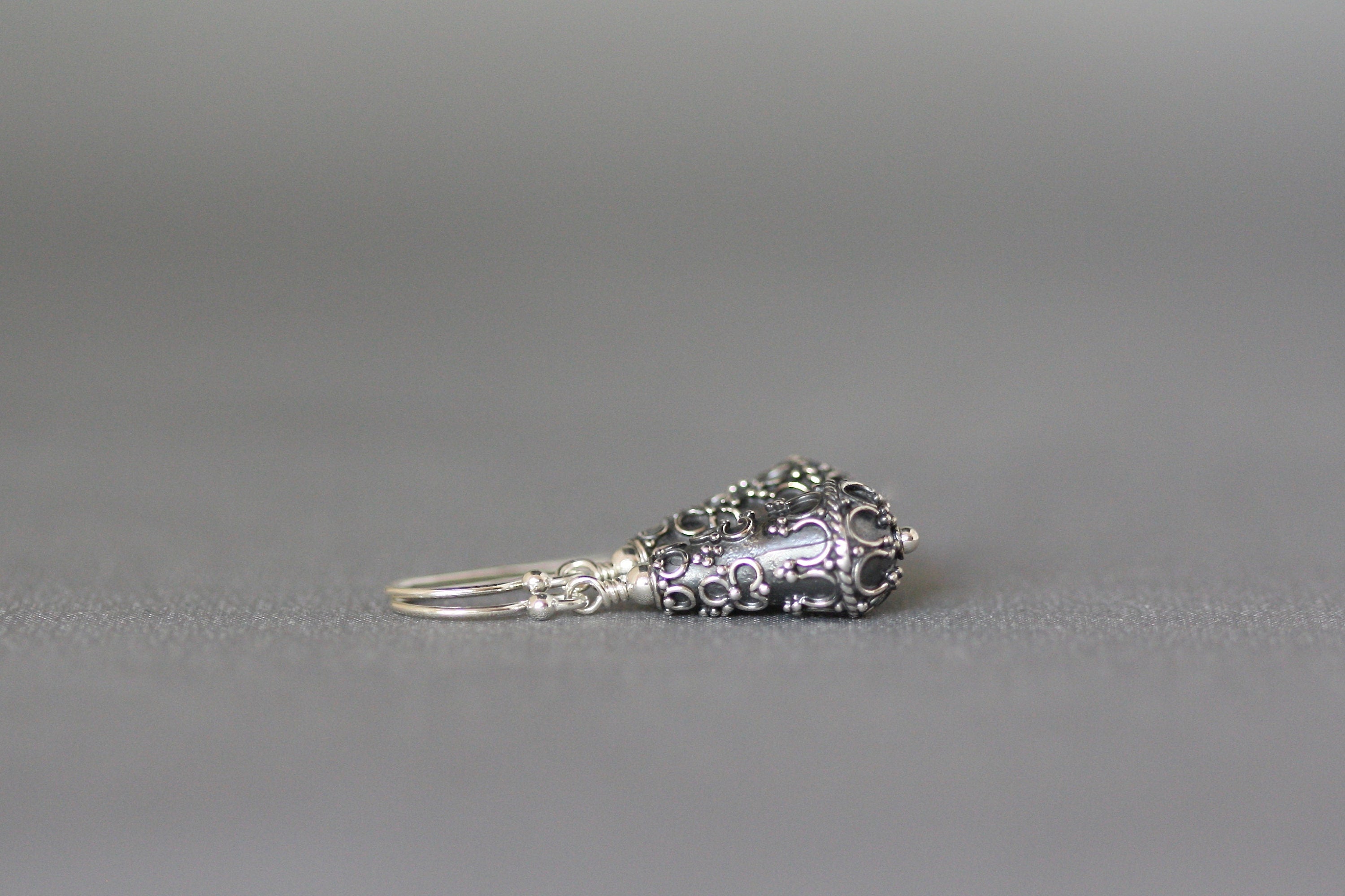 Sterling Silver Bali Filigree Dangle Earrings